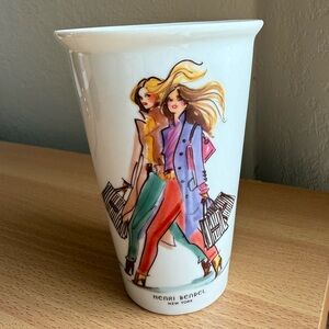 Henri Bendel Ceramic Tumbler Coffee Mug Cup Girls Shopping